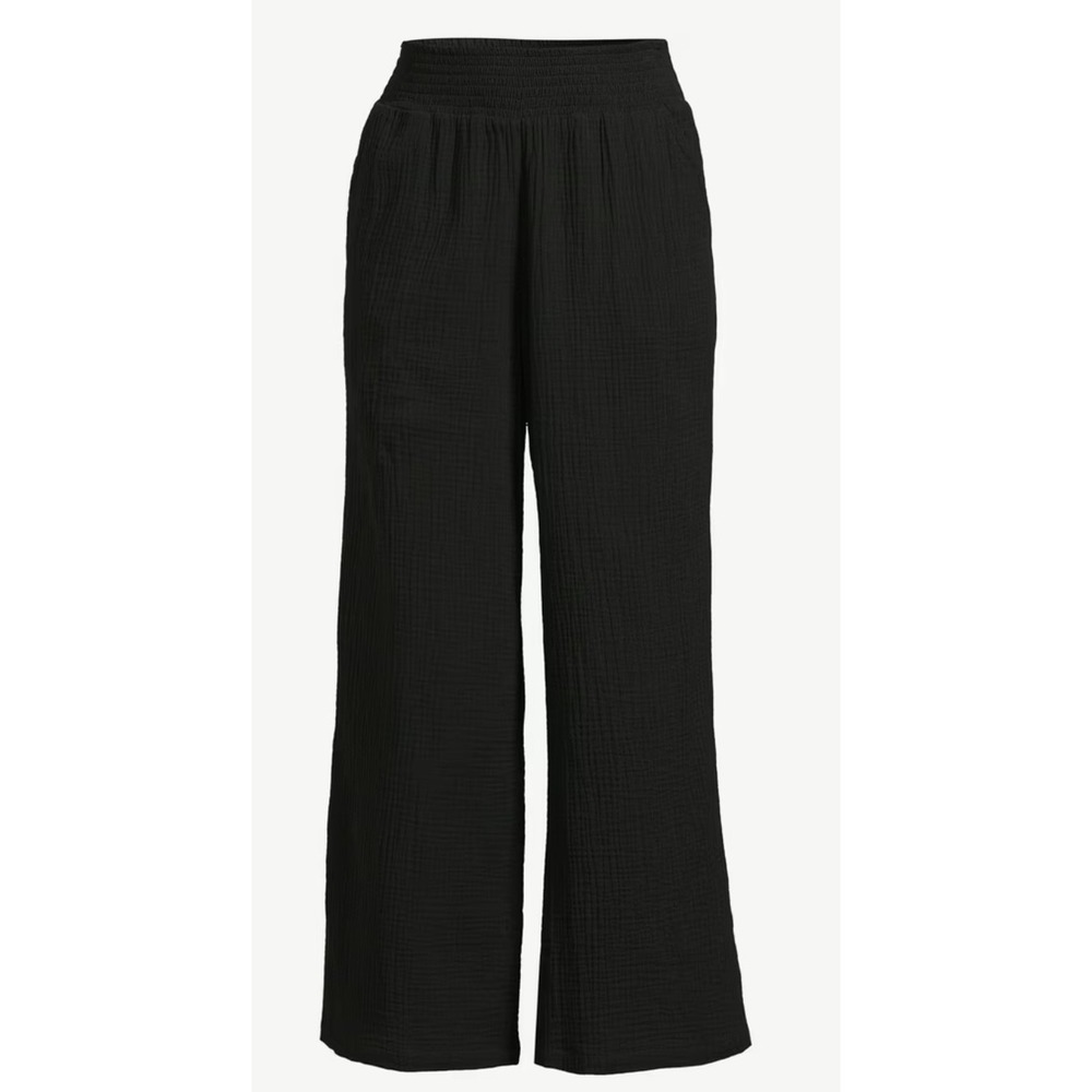 Joyspun Pants Plus Size 2X Black Waffle Knit Pull On Elastic Waistband